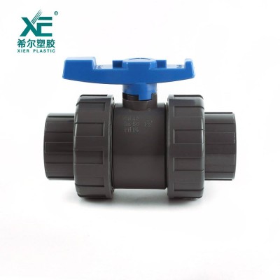 High quality newest plastic drawing blue handle pvc true double union dubai ball valve